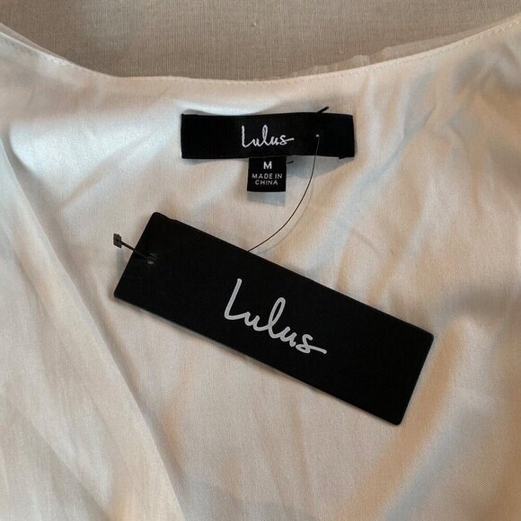 Lulu's Chiffon Tiered Midi Dress White V Neck Wedding Bridal Prom - Picture 7 of 10